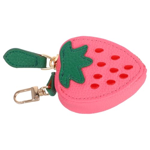 WRITWAA Mini PU Geldbörse für Damen Kompakte Reißverschluss Münztasche mit Stylishem Erdbeer Design für Reisen Einkäufe und Alltag von WRITWAA
