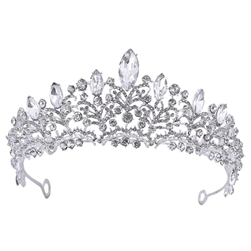 WRITWAA Mittelalter Kopfschmuck Hochzeit Braut Zubehör Krone Party Diademe Frauen Kostüm Braut Formales Kostüm Frauen Braut Kopfschmuck Haarschmuck Tiara Für Braut Silber Strass von WRITWAA