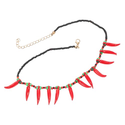 WRITWAA Moderne Chili Pfeffer Halskette aus Mehrfarbigen Perlen Stylischer Boho Schmuck Modisches mit Chili Anhänger Vielseitige Ketten für Damen Trendige Schmuck Kollektion von WRITWAA