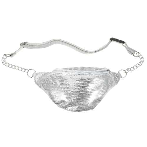 WRITWAA Modische Pailletten Gürteltasche Für Damen Stylische Hüfttasche Aus Pu in Silber Verstellbar Multifunktional Für Reisen Festivals Freizeit Praktisch Für Telefon Schlüssel von WRITWAA