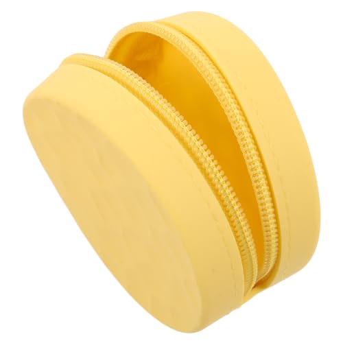 WRITWAA Kleine Geldbörse Für Münzen Und Kopfhörer wasserdichte Und Langlebige Mini-Storage-Tasche Praktische Aufbewahrung Für Kabel Und Kleine Gegenstände Rund Und Kunstgelb von WRITWAA