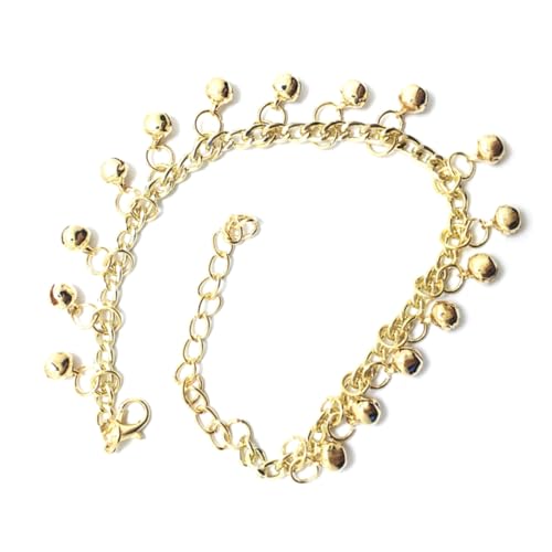 WRITWAA Multilagige Fußkette mit Glocken Damen Verstellbares Knöchelband Modischer Schmuck Goldfarbene Fußkette Glocken Dekoration für Frauen und Mädchen von WRITWAA