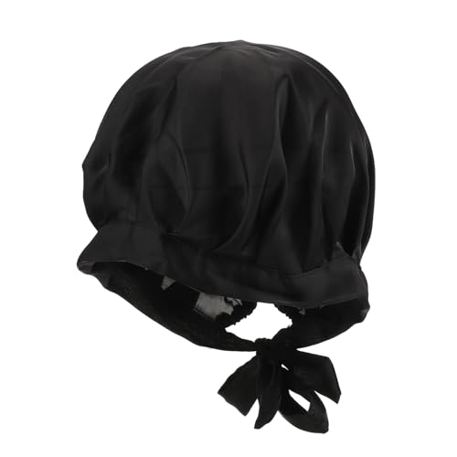 WRITWAA Nachthaube Streamer Duschhaube Schlafmütze Kreativ Haarschutzmütze Kopfbedeckung Schlaf Haar Wickel Schlaf Seidenhut Für Frauen Frauenhaarhüte Elastischer Schlafhut Black Die Seide von WRITWAA