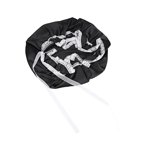 WRITWAA Nachtmütze aus Seide Kappe Rand Schlafhauben für Frauen Dame schwimmen Schlafen Schwarz Schlafmütze Seidendusche Black von WRITWAA
