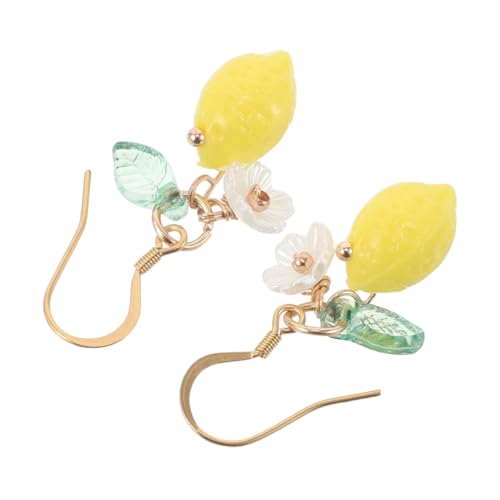 WRITWAA Obstohrringe Lemon Anhänger aus Leichte Hypoallergene Ohrhänger mit Blüten und Blätterdesign Trendiger Sommersschmuck für Damen Unregelmäßige Form von WRITWAA