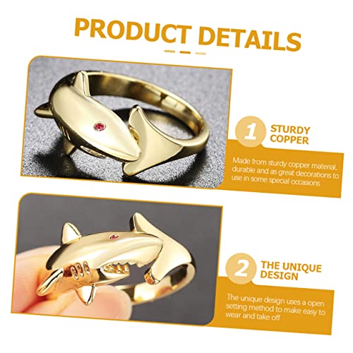 WRITWAA Offener Verstellbarer Shark Ring aus Robustem Kupfer mit Stein Stylischer Meerjungfrau Schmuck für Damen und Teenager Modischer Statement Fingerring für Alltag und Festival von WRITWAA
