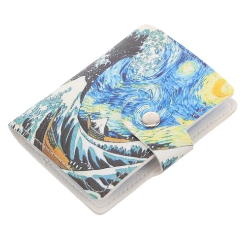 WRITWAA PU Kartenetui Sternenhimmel Design Tragbar Großer Innenraum mit Multi Kartenfächern Praktischer Druckknopfverschluss Vielseitig für Kreditkarten Ausweise Visitenkarten Büro Alltag von WRITWAA