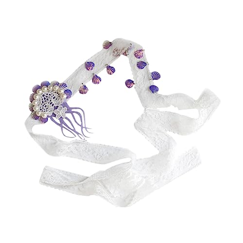 WRITWAA Paillettenquallen Haarband Hochzeit Stirnband Böhmisches Spitzenhaarband Breite Spitzenstirnbänder Braut Spitzenkopf Tragen Haarband Aus Spitze Mit Pailletten Künstliche Perle von WRITWAA