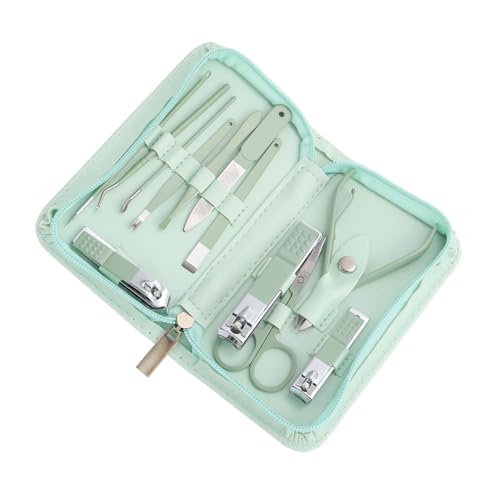 WRITWAA Pedicure Set Mit Nagelknipsern Nagelreiniger Und Y-förmigem Abschaber-gabel Für Maniküre Und Pediküre Inklusive Ohrstöpsel Und Augenbrauenpinzette Tragbar Für Reisen Und von WRITWAA
