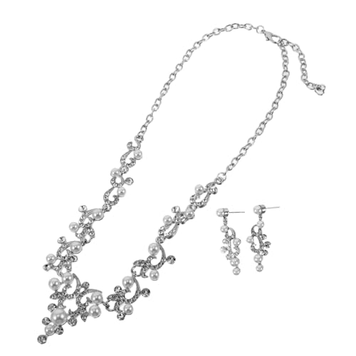 WRITWAA Perlen Brautschmuck Set mit Strass Halskette und Ohrringen Langlebiges Schmuckset für Hochzeit Abendveranstaltungen und Formelle Anlässe Elegantes Accessoire für Brautkleider und von WRITWAA