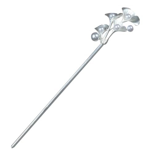 WRITWAA Perlen-haarspange Mit Blumenmuster Chinesischer Haarnadel Retro-haarstab Chignon-pin Für Frauen Und Mädchen Silber von WRITWAA