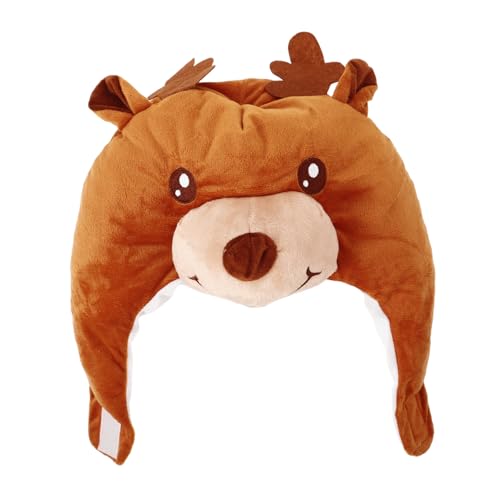 WRITWAA Plüsch Elch Kopfmaske Kostümhut Weihnachtsmütze Unisex Cosplay Foto Requisite für Karneval Party Erwachsene und Jugendliche Weich und Warm von WRITWAA