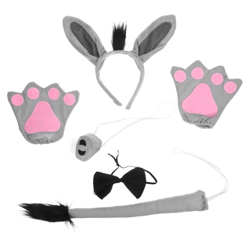 WRITWAA Plüsch Esel Ohren Stirnband Kostümset Kuscheliges Donkey Headdress Prop für Karneval Fasching Tierparty Verkleidung Zubehör von WRITWAA