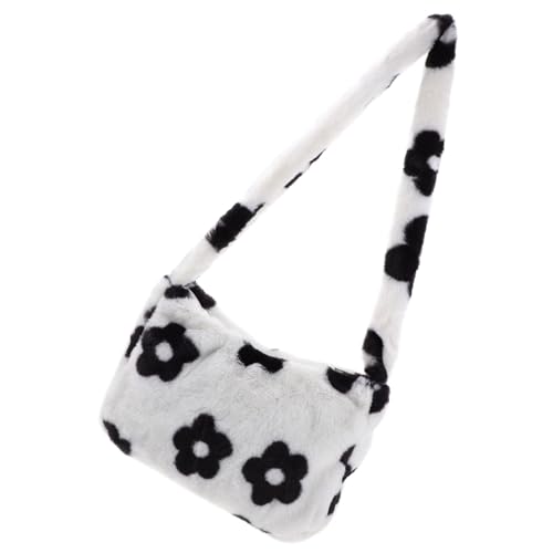 WRITWAA Plüsch Handtasche Damen mit Blumenmuster Leichte Schultertasche mit Großem Fassungsvermögen Weiche Umhängetasche für Alltag Geschenk für Freundinnen Mutter Tochter Vielseitig und von WRITWAA