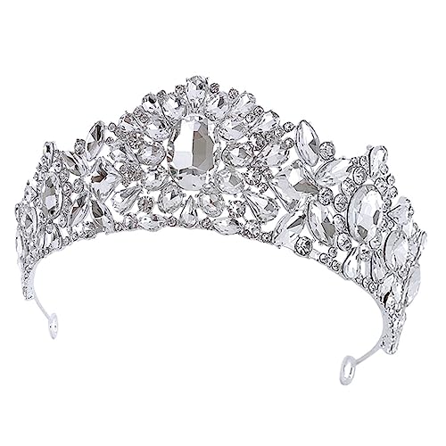 WRITWAA Prinzessin Tiara Meerjungfrau Krone Braut Bachelorette Frauen Kopfschmuck Hochzeit Braut Mädchen Dekoration Die Kronprinzessin Kronprinzessin Stirnband Strass Silber von WRITWAA