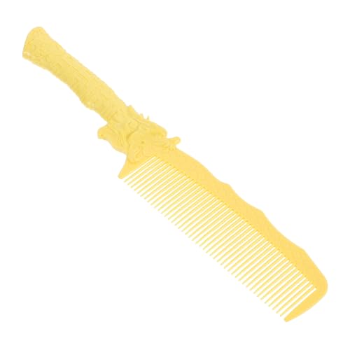 WRITWAA Professioneller Haarkamm Für Männer Grobzinkiger Friseur Kamm Für Dickes Und Lockiges Haar Vintage Gelb Drachen Design Für Salon Und Haarschnitt von WRITWAA