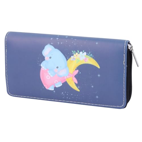 WRITWAA Pu-Leder Lange Reißverschluss Geldbörse Elefantenmuster Damen Clutch Tasche Stilvolles Portemonnaie Für Karten Und Tickets Komfortabel Und Modisch Für Täglichen Gebrauch von WRITWAA