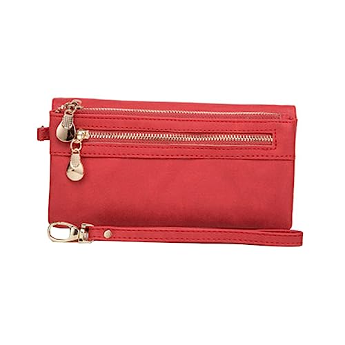 WRITWAA Pu-Leder Vintage Handtasche Geldbörse Für Damen Langer Clutch Geldbeutel Rot Mit Praktischem Druckverschluss Für Schule Shopping Und Alltag Vielseitig Einsetzbar Für Münzen von WRITWAA