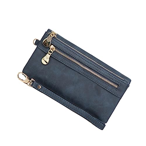WRITWAA Pu-Leder Vintage Handtasche Geldbörse Lang Wallet Vielseitige Clutch Für Frauen Dunkelblau Praktisches Design Für Alltag Schule Shopping Und Arbeit Mit Sicherem Druckverschluss von WRITWAA