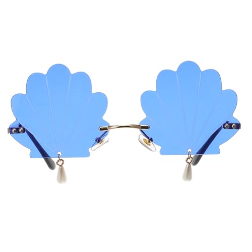 WRITWAA Randlose Muschel sonnenbrille Damen Herren UV schutz Leichte Sommerbrille mit Einzigartigem Anhänger Modische Transparente Candy farben Vielseitige Outdoor Eyewear von WRITWAA