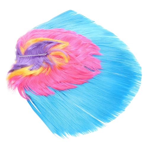 WRITWAA Regenbogen Perücke Aus Naturhaar Für Halloween Party Bunte Flauschige Haarperücke Für Frauen Und Männer Lustiges Kostüm Zubehör von WRITWAA