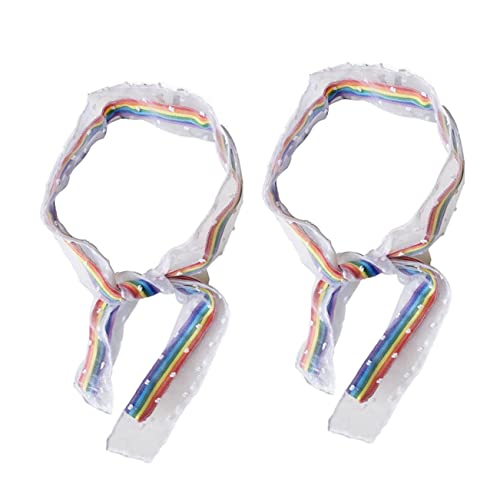 WRITWAA Regenbogen-haarband Aus Stoff Netz-spitzen-kopfschmuck in Regenbogenfarbe One-fits Mädchen Geeignet Für Alltag Und Partys von WRITWAA