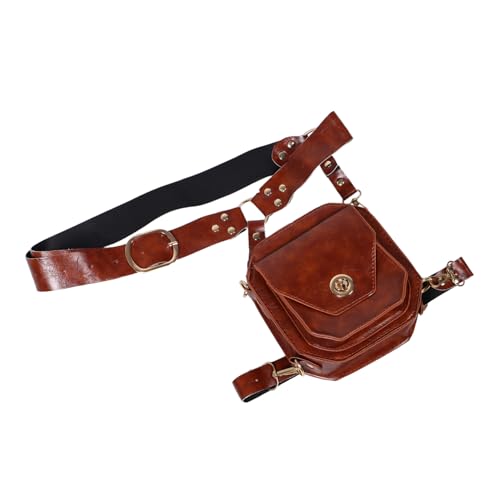 WRITWAA Renaissance Gürteltasche Damen Vintage PU Hüfttasche Mittelalterliche Crossbody Bauchtasche Verstellbar Piraten Satchel für Cosplay Halloween Party von WRITWAA