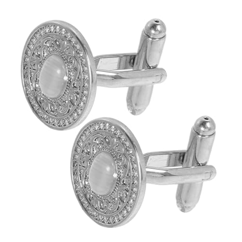 WRITWAA Retro Manschettenknöpfe Smokingschmuckstollen Vintage Runde Manschettenknöpfe Smokingzubehör Für Runde Hemden Männer Silber Kupfer von WRITWAA