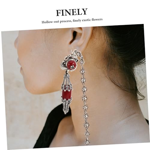 WRITWAA Retro Tassel Ohrringe Hängend Ethnisch Inspiriert mit Blumendesign Dunkel Goth Festival Schmuck für Frauen von WRITWAA