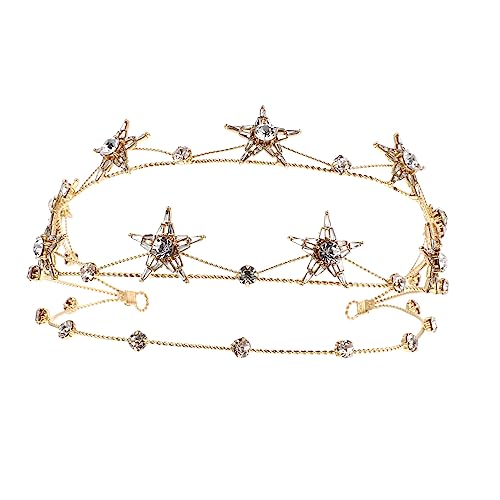 WRITWAA Rhinestone Fünf Punkte Stern Prinzessin Krone Tiara Hochzeit Kopfschmuck Damen Braut Accessoire Glänzend von WRITWAA