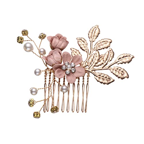 WRITWAA Rhinestone Haarkamm mit Künstlichen Perlen und Blättern Eleganter Brautschmuck für Hochzeiten Partys und Besondere Anlässe für Brautjungfern Fotorequisite von WRITWAA