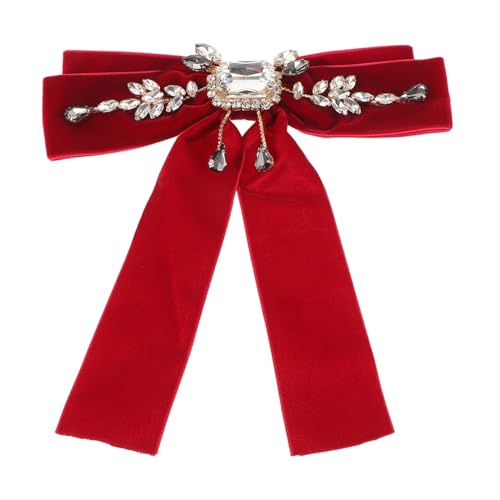 WRITWAA Rhinestone Lolita Schleifenbrosche Schwarze Samt Schleifenbrosche Eleganter Vintage Schmuck für Blusen Mäntel Abendkleider und Festliche Anlässe von WRITWAA