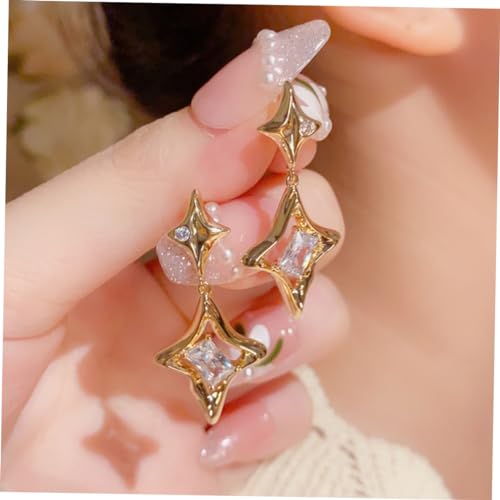 WRITWAA Rhinestone Stern Ohrstecker Damen Goldene Metall Ohrringe Dekorative Stern Schmuck für Frauen Eleganter Minimalistischer Look Vielseitig Kombinierbar Leicht zu Tragen von WRITWAA