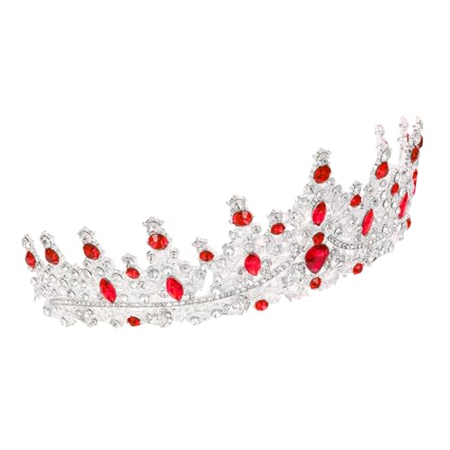 WRITWAA Rhinestone Tiara Krone Damen Eleganter Haarschmuck Silber Rot für Geburtstag Hochzeit Party Abschlussball Prinzessin Kopfschmuck mit Funkelnden Kristallen von WRITWAA