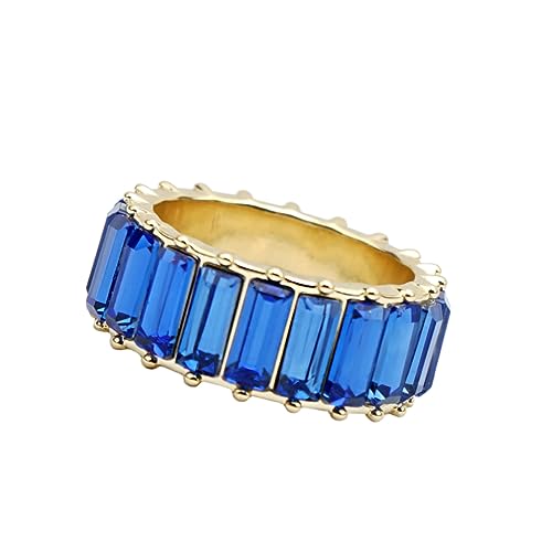 WRITWAA Regenbogenfarbige Ringe Für Damen Elegante Finger Ringe Dekorativer Schmuck Für Besondere Anlässe Einzigartiger Kristallring Blau von WRITWAA