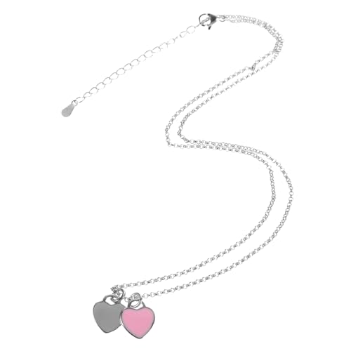 WRITWAA Romantische Herz Anhänger Halskette Damen Filigrane Kette mit Doppelseitigem Verlängerbar Vergoldet Elegantes Schmuckstück für Party und Alltag von WRITWAA