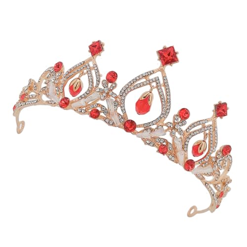 WRITWAA Rote Brautkrone Haarschmuck Hochzeit Tiara Crown für Damen Langlebiges Material Leichtes Design für Braut Verlobung und Festliche Anlässe von WRITWAA
