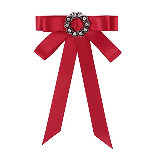 WRITWAA Strass Brosche Mit Schleife Für Damen Glänzende Retro Krawattennadel Aus Legierung Und Stoff Eleganter Anstecker Für Kleidung Abendveranstaltungen Geburtstagsfeiern Rote Brosche von WRITWAA