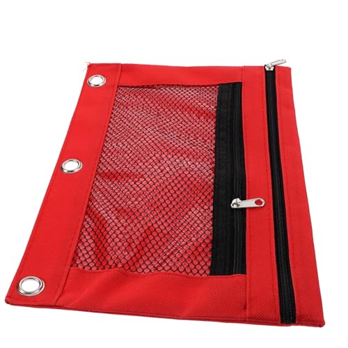 WRITWAA Rotes Oxford bindermäppchen mit DREI Löchern Große Kapazität Langlebiges Binder stifttasche für Büro Schule und Reise Transparentes Organizer etui für Stifte und Dokumente von WRITWAA