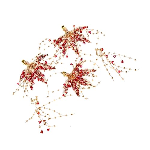 WRITWAA Rotes Schmuckset Damen Haarklammern und Ohrclips Design Modischer Kopfschmuck Teiliges für Hochzeit Party und Besondere Anlässe von WRITWAA