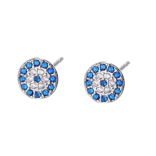 WRITWAA Runde Blaue Ohrringe Damen Kupfer Ohrschmuck mit Strass Verstellbar Modisch Vielseitig für Party Valentinstag Geburtstag Abschlussball Stilvoller Ohrstecker mit Dämonenauge Design WRITWAA Runde Blaue Ohrringe Damen Kupfer Ohrschmuck mit Strass Verstellbar Modisch Vielseitig für Party Valentinstag Geburtstag Abschlussball Stilvoller Ohrstecker mit Dämonenauge Design von WRITWAA