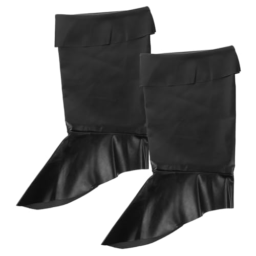WRITWAA Santa Stiefelüberzug aus Langlebigem PU Weihnachtliche Kostümrequisite für Party und Fotos Schwarzer Überzug mit Festlichem Design als Weihnachtsdeko und Kostümzubehör von WRITWAA
