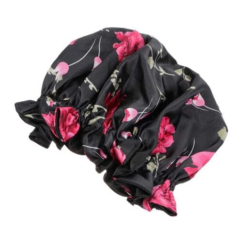 WRITWAA Satin Schlafhauben Mütze Für Damen Schlafhaube Schlafhaarschutz Große Haube Gefütterte Kappen Für Damen Lockige Doppelseiden Haarhaube Damen Satinkappe Badepolyester von WRITWAA