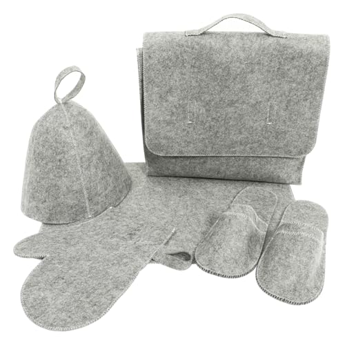 WRITWAA Saunahut Mit Saugfähigen Filzhandschuhen Leichte Filzhüte Für Damen Und Herren Dicke Saunahüte Als Badekappen Für Haushalt Atmungsaktive Duschhandschuhe von WRITWAA