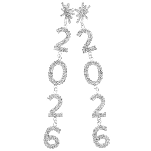 WRITWAA Schimmernde Schneeflocken Ohrhänger mit Strasssteinen Lange Anhängerohrringe für Frauen Festlicher Silberschmuck Funkelnde Dangle Ohrringe für Weihnachts und Neujahrsfeiern von WRITWAA
