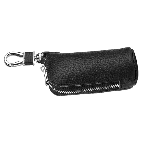 WRITWAA Schlüsselanhängerhalter Aus Weichem Leder Mit Silberfarbener Metallschnalle Schlüsselschutzhülle Mit Reißverschluss Autoschlüssel-Abdeckung Mit Aufhängehaken von WRITWAA