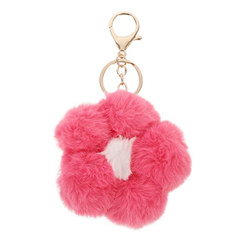 WRITWAA Blumen-schlüsselanhänger Mit Pompom Autoschlüsselhalter Kunstfell Taschen-Accessoire von WRITWAA