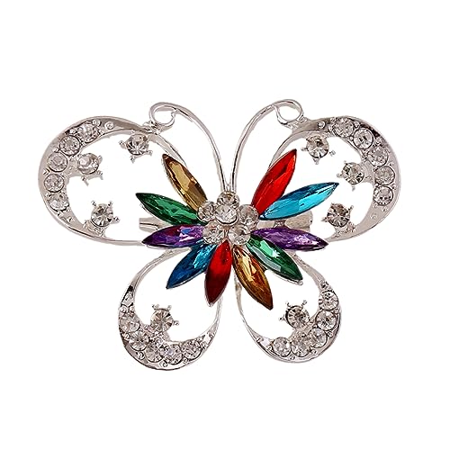 WRITWAA Schmetterling Brosche mit Bunten Strasssteinen Kreative Anstecknadel für Damen Brustnadel für Shirts Elegantes Schmuckaccessoire für Jacken Blusen Partys und Alltag von WRITWAA