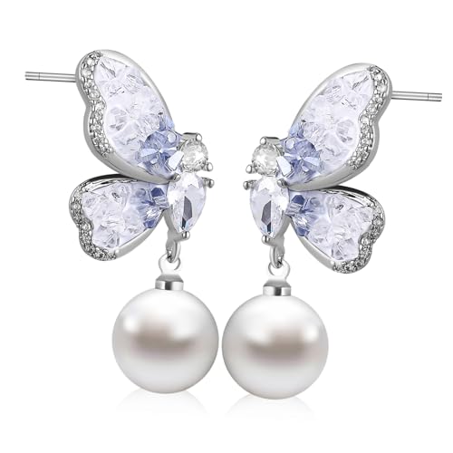 WRITWAA Schmetterling Perlen Ohrringe Damen Hängeohrringe Leicht Elegant Modisch Feine Verarbeitung Geschenk Schmuck von WRITWAA