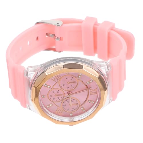 WRITWAA Damen Armbanduhr Mit Silikonband Und Quarzwerk Und Bequeme Uhr Für Junge Frauen Pinke Farbe Und Flexibel Für Alltag von WRITWAA